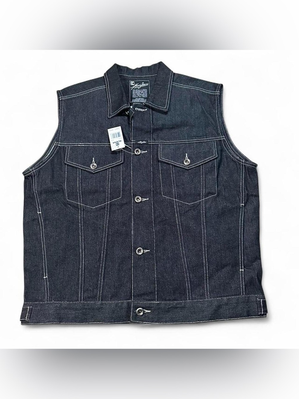 Karl Kani Men’s Vintage NWT Black Denim Button Up Jacket Vest Size Large
